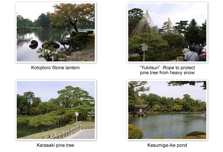 Kotojitoro Stone lantern,Yukitsuri -Rope to protect pine tree from heavy snow,Karasaki pine tree,Kasumiga-ike pond